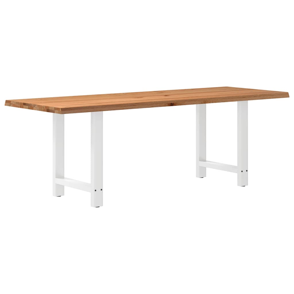 Eettafel met natuurlijke rand 220x80x74 cm massief eikenhout