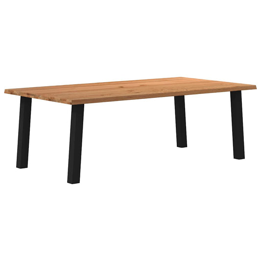 Eettafel met natuurlijke rand 220x120x74 cm massief eikenhout