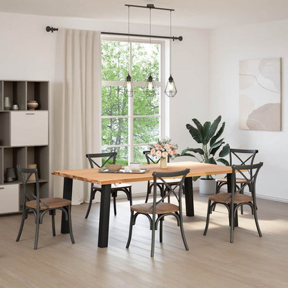 Eettafel met natuurlijke rand 220x120x74 cm massief eikenhout