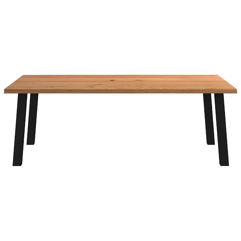 Eettafel met natuurlijke rand 220x120x74 cm massief eikenhout