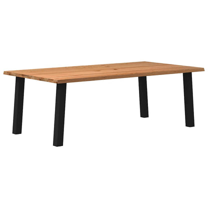 Eettafel met natuurlijke rand 220x120x74 cm massief eikenhout