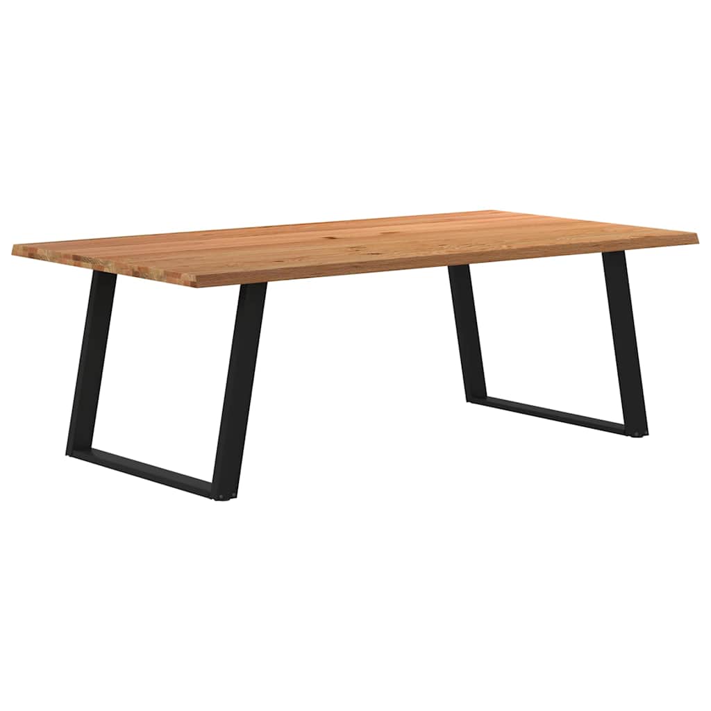 Eettafel met natuurlijke rand 220x120x74 cm massief eikenhout