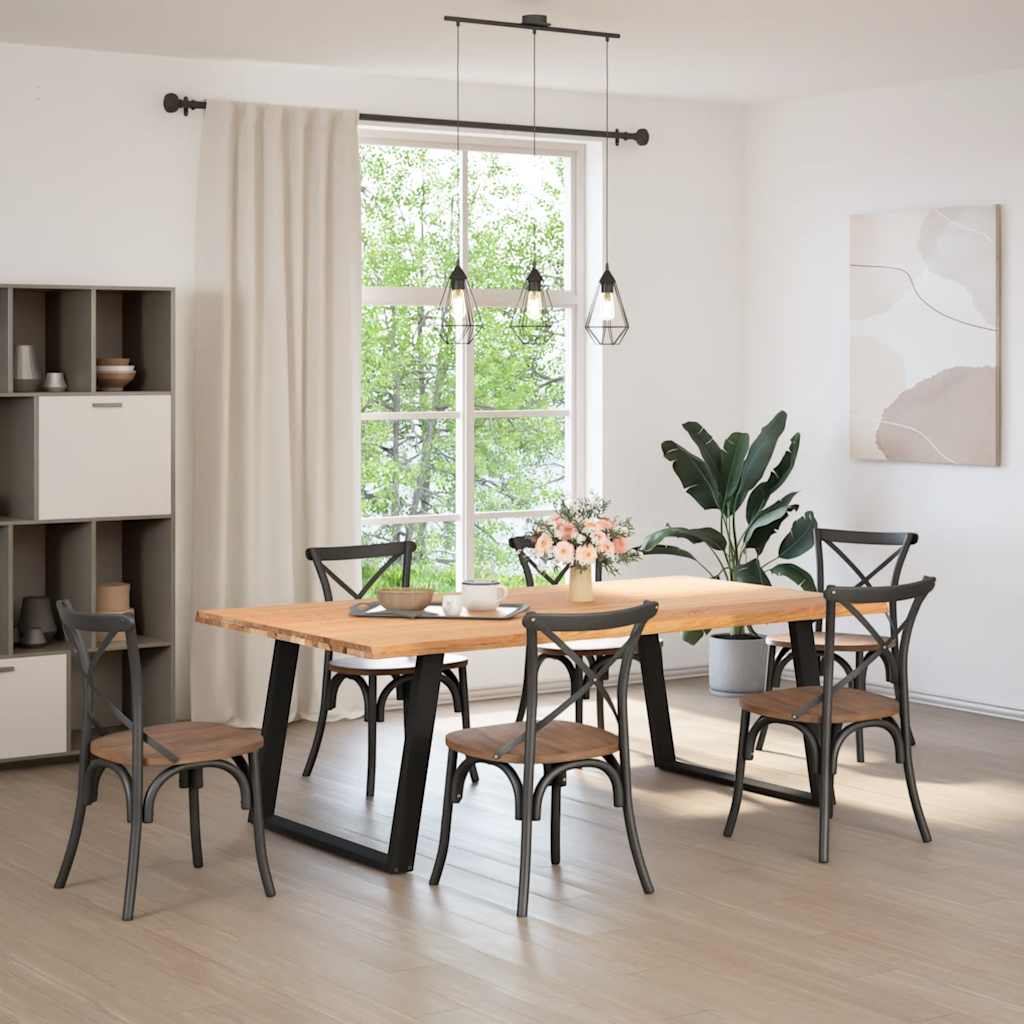 Eettafel met natuurlijke rand 220x120x74 cm massief eikenhout
