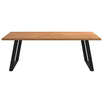 Eettafel met natuurlijke rand 220x120x74 cm massief eikenhout