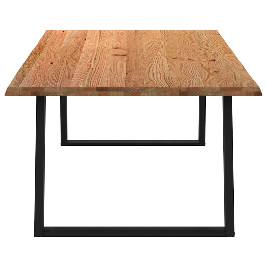 Eettafel met natuurlijke rand 220x120x74 cm massief eikenhout
