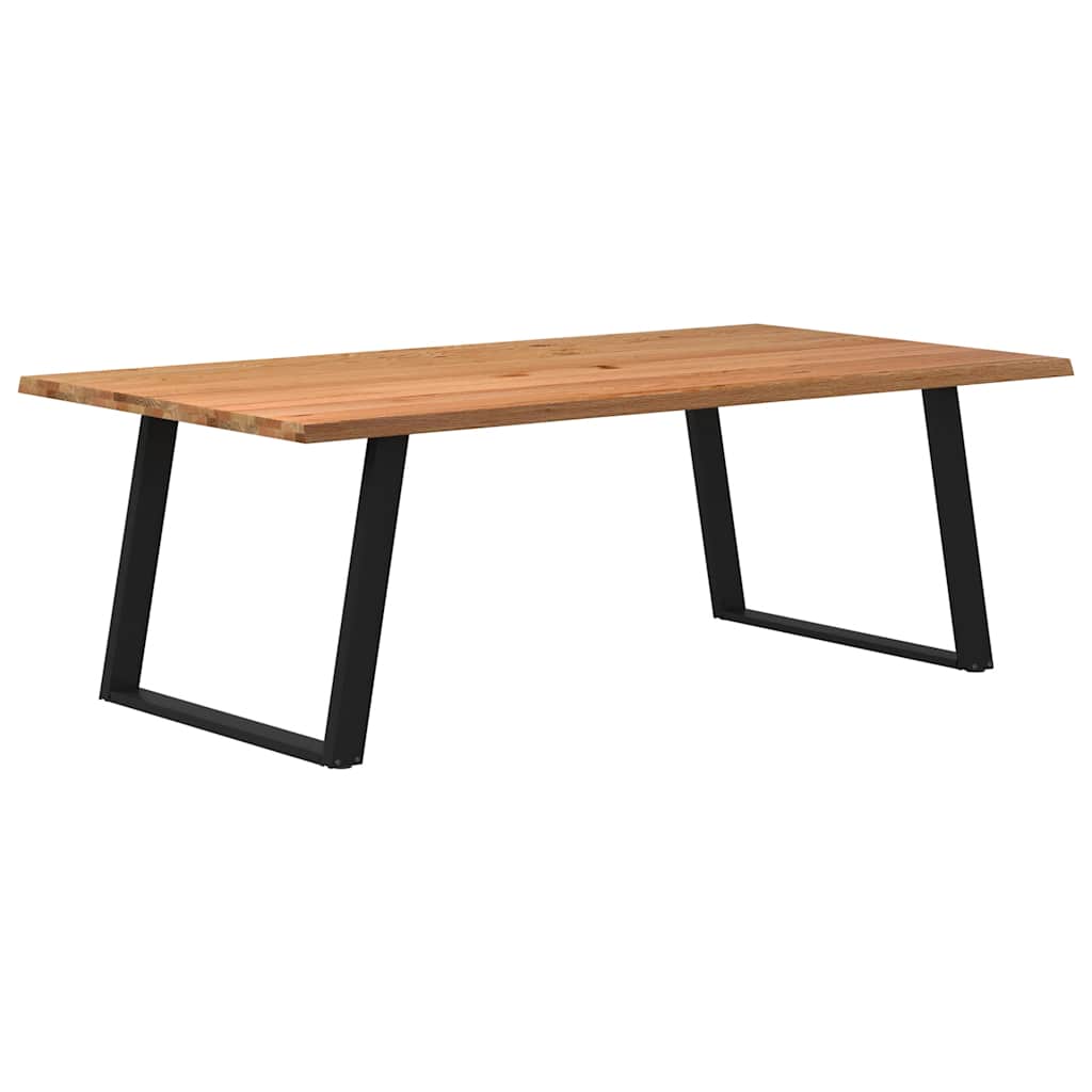 Eettafel met natuurlijke rand 220x120x74 cm massief eikenhout