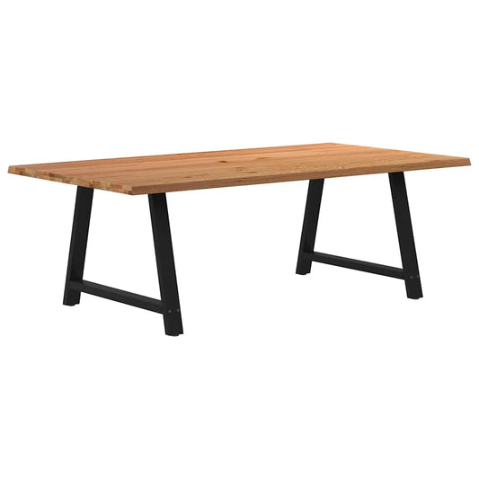 Eettafel met natuurlijke rand 220x120x74 cm massief eikenhout
