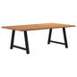 Eettafel met natuurlijke rand 220x120x74 cm massief eikenhout