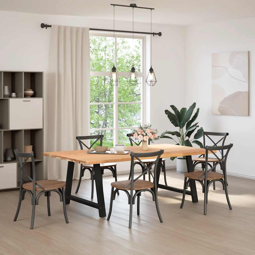 Eettafel met natuurlijke rand 220x120x74 cm massief eikenhout