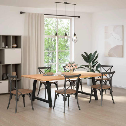 Eettafel met natuurlijke rand 220x120x74 cm massief eikenhout