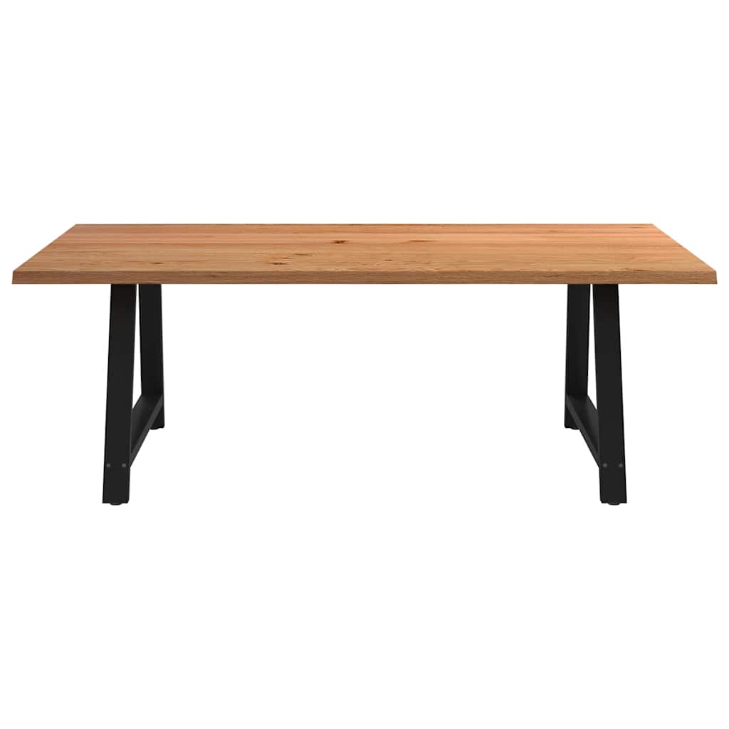 Eettafel met natuurlijke rand 220x120x74 cm massief eikenhout