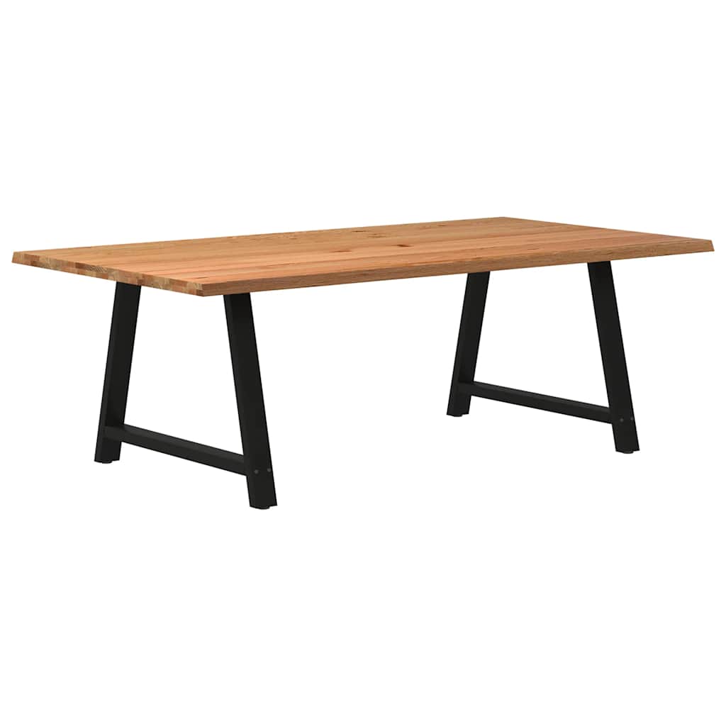 Eettafel met natuurlijke rand 220x120x74 cm massief eikenhout