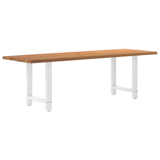 Eettafel met natuurlijke rand 240x80x74 cm massief eikenhout