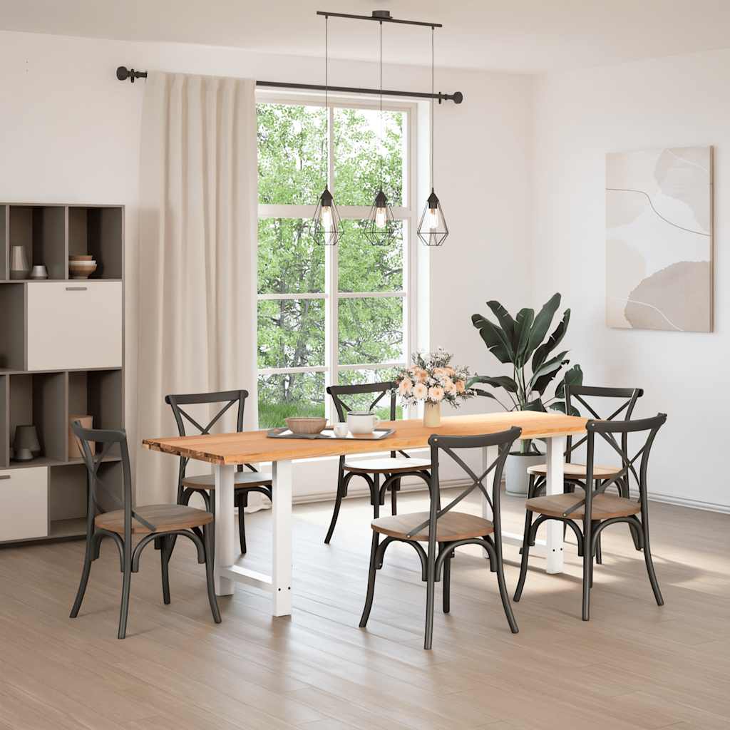 Eettafel met natuurlijke rand 240x80x74 cm massief eikenhout