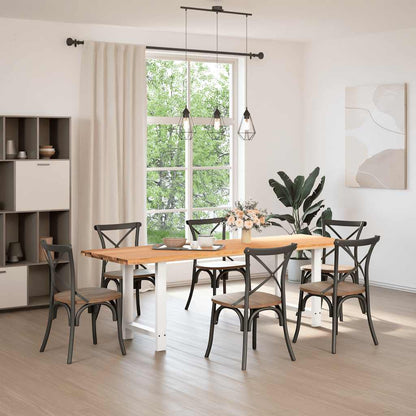 Eettafel met natuurlijke rand 240x80x74 cm massief eikenhout