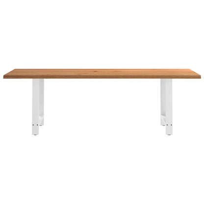Eettafel met natuurlijke rand 240x80x74 cm massief eikenhout