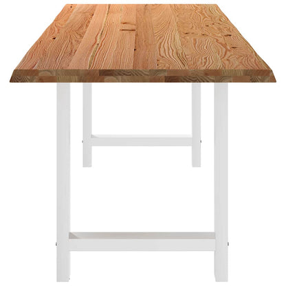 Eettafel met natuurlijke rand 240x80x74 cm massief eikenhout