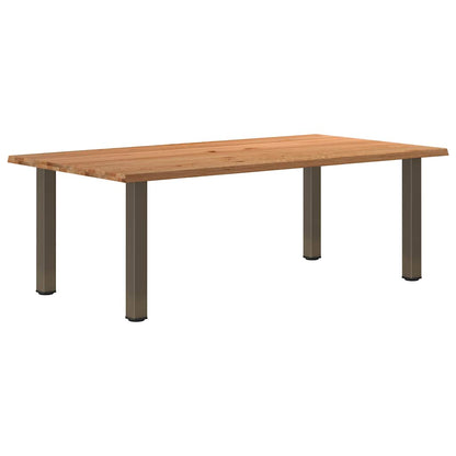 Eettafel met natuurlijke rand 220x120x74 cm massief eikenhout