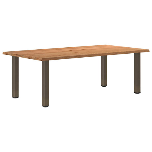 Eettafel met natuurlijke rand 220x120x74 cm massief eikenhout