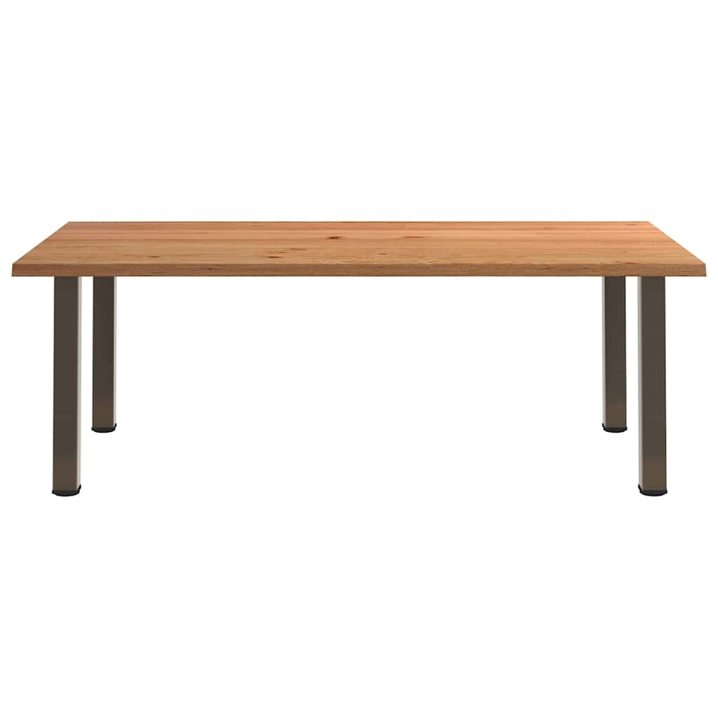 Eettafel met natuurlijke rand 220x120x74 cm massief eikenhout