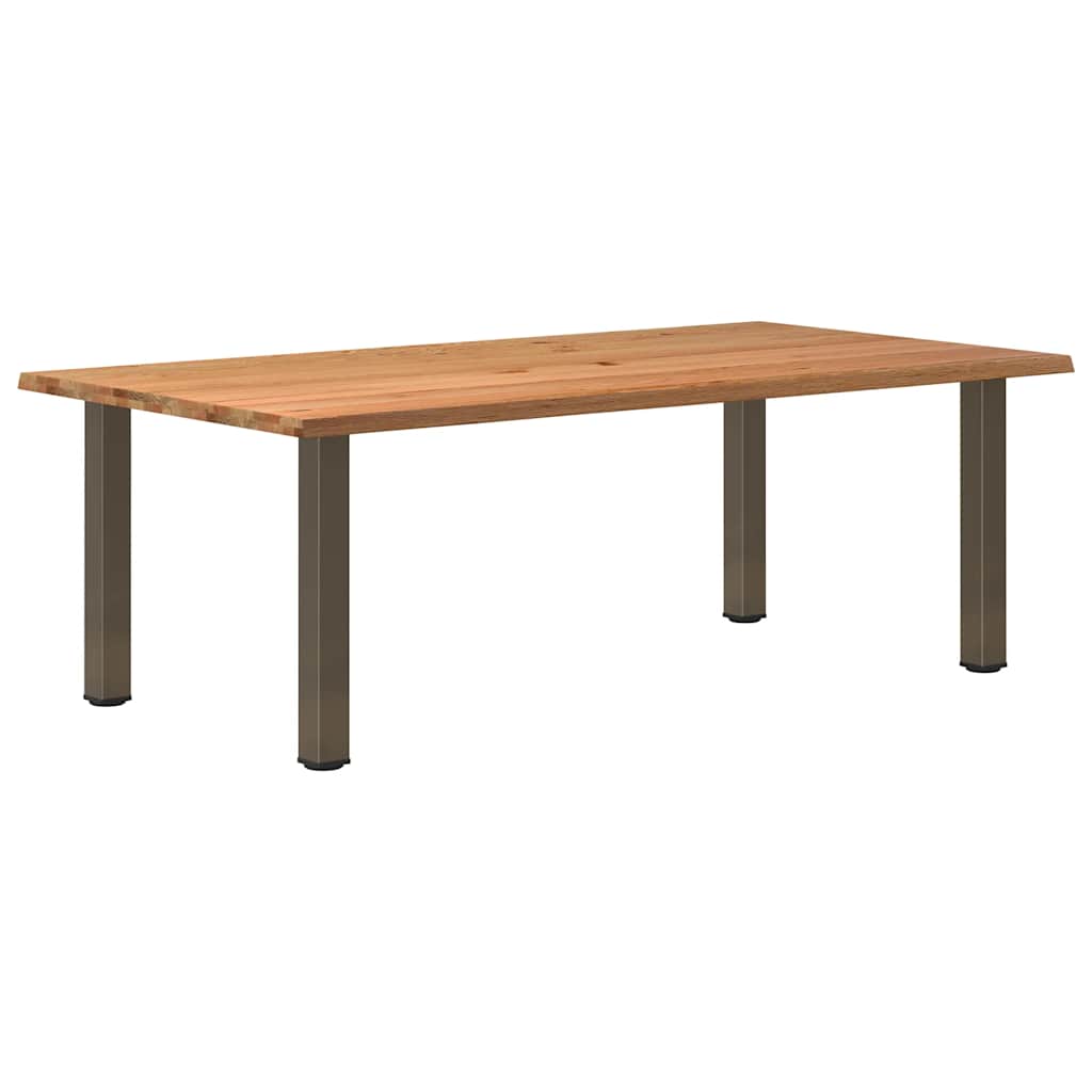 Eettafel met natuurlijke rand 220x120x74 cm massief eikenhout