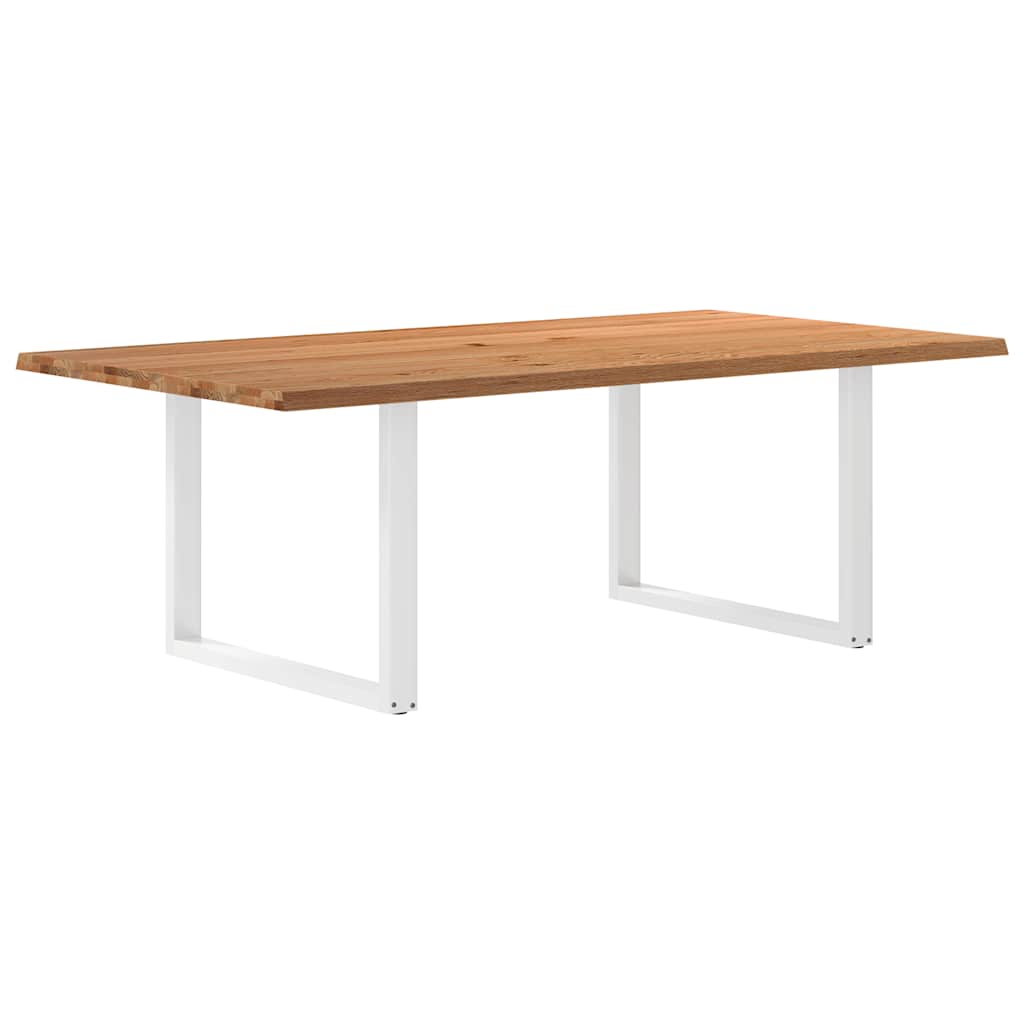 Eettafel met natuurlijke rand 220x120x74 cm massief eikenhout