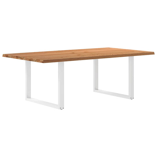 Eettafel met natuurlijke rand 220x120x74 cm massief eikenhout