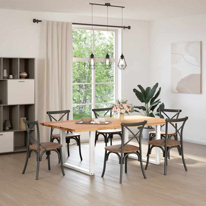 Eettafel met natuurlijke rand 220x120x74 cm massief eikenhout