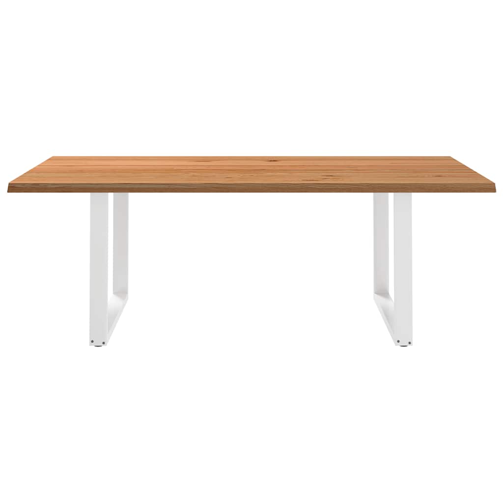 Eettafel met natuurlijke rand 220x120x74 cm massief eikenhout