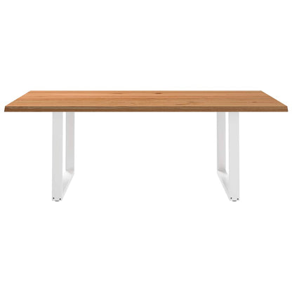 Eettafel met natuurlijke rand 220x120x74 cm massief eikenhout