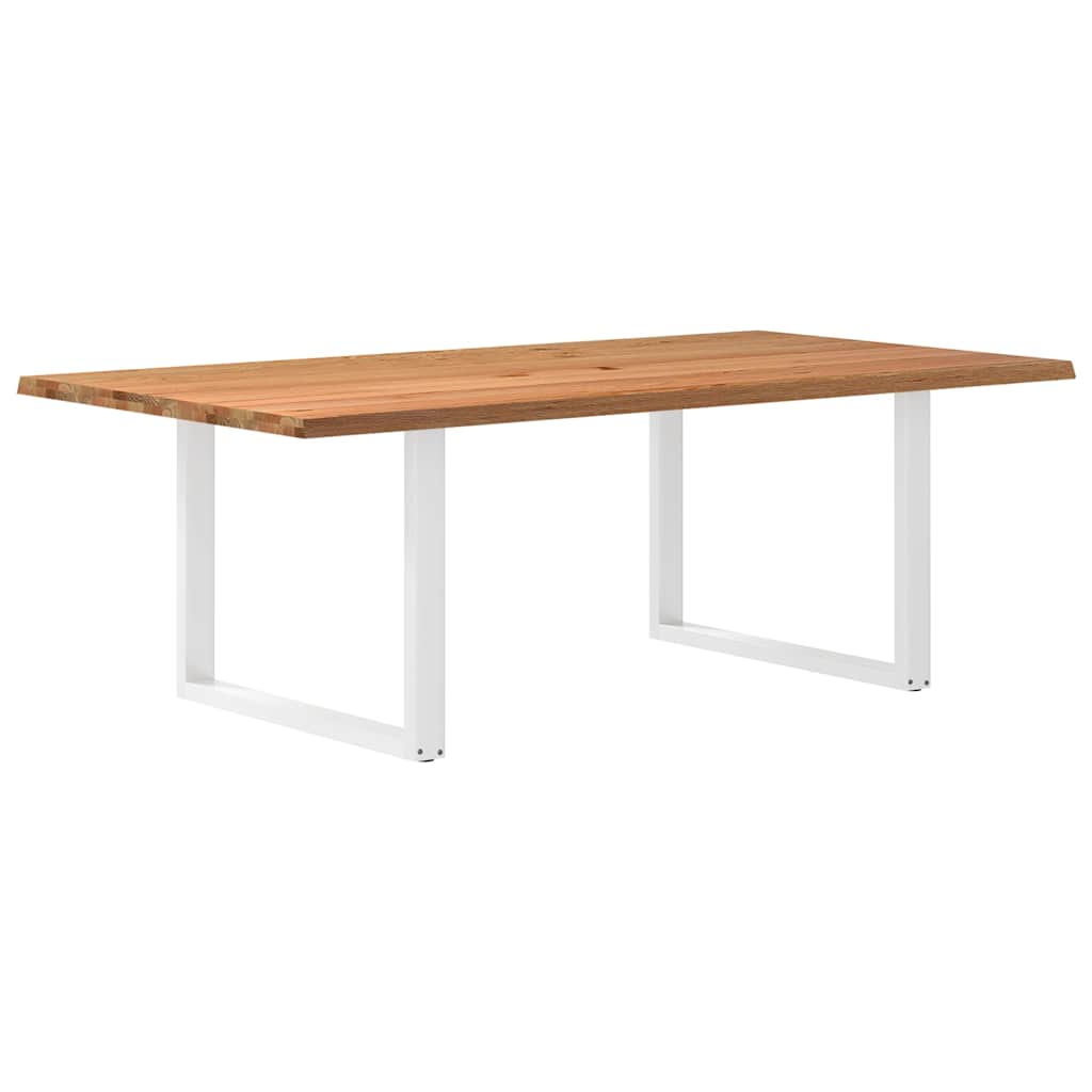 Eettafel met natuurlijke rand 220x120x74 cm massief eikenhout