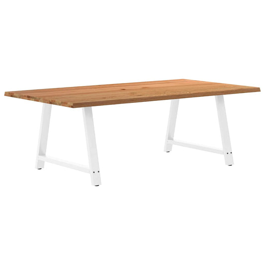 Eettafel met natuurlijke rand 220x120x74 cm massief eikenhout