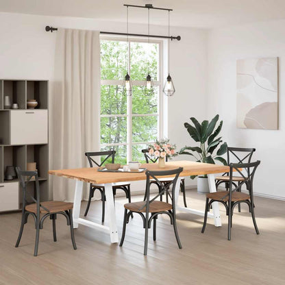 Eettafel met natuurlijke rand 220x120x74 cm massief eikenhout