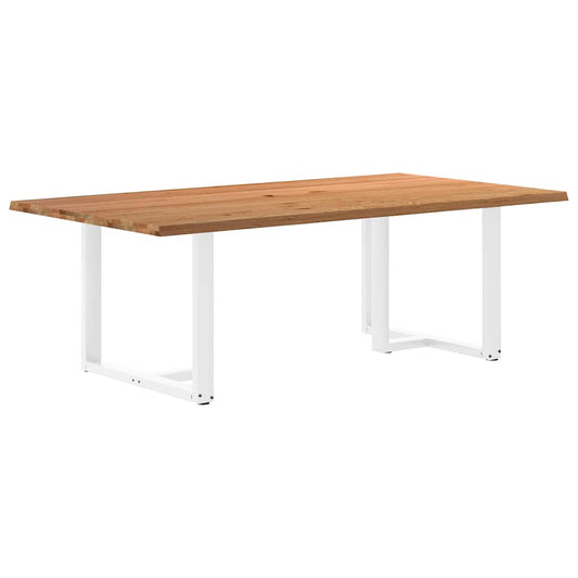 Eettafel met natuurlijke rand 220x120x74 cm massief eikenhout
