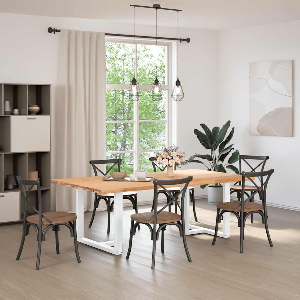 Eettafel met natuurlijke rand 220x120x74 cm massief eikenhout