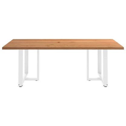 Eettafel met natuurlijke rand 220x120x74 cm massief eikenhout