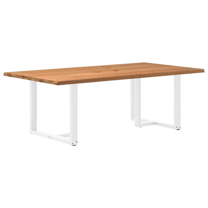 Eettafel met natuurlijke rand 220x120x74 cm massief eikenhout