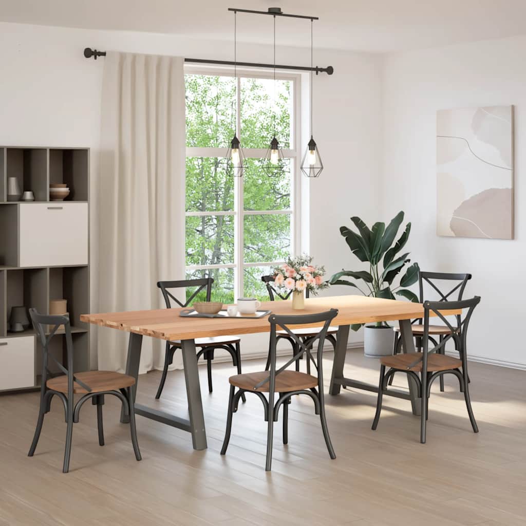 Eettafel rechthoekig 240x120x74 cm massief eikenhout lichtbruin