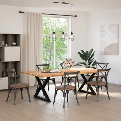 Eettafel rechthoekig 240x120x74 cm massief eikenhout lichtbruin