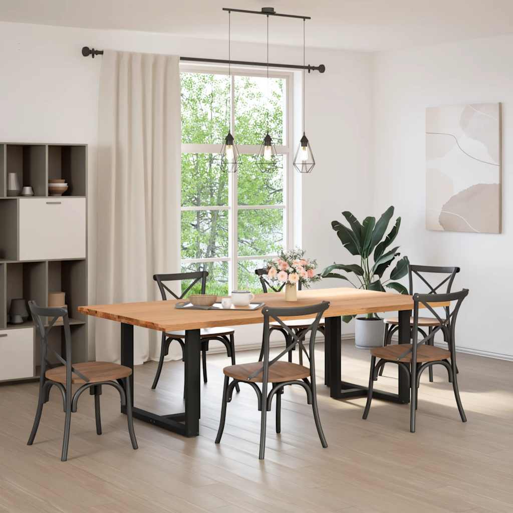 Eettafel rechthoekig 240x120x74 cm massief eikenhout lichtbruin