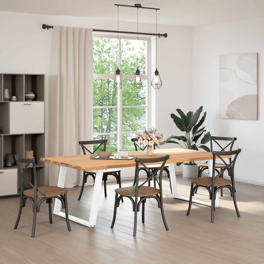 Eettafel rechthoekig 240x120x74 cm massief eikenhout lichtbruin