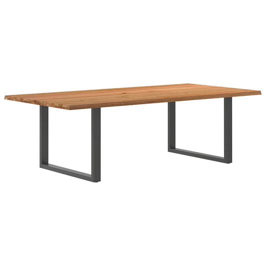 Eettafel met natuurlijke rand 240x120x74 cm massief eikenhout