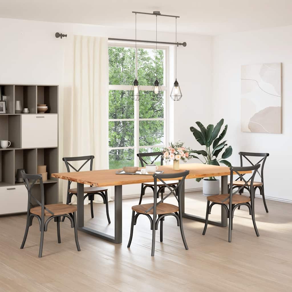 Eettafel met natuurlijke rand 240x120x74 cm massief eikenhout