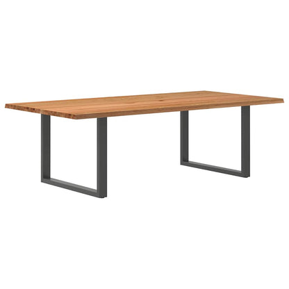 Eettafel met natuurlijke rand 240x120x74 cm massief eikenhout