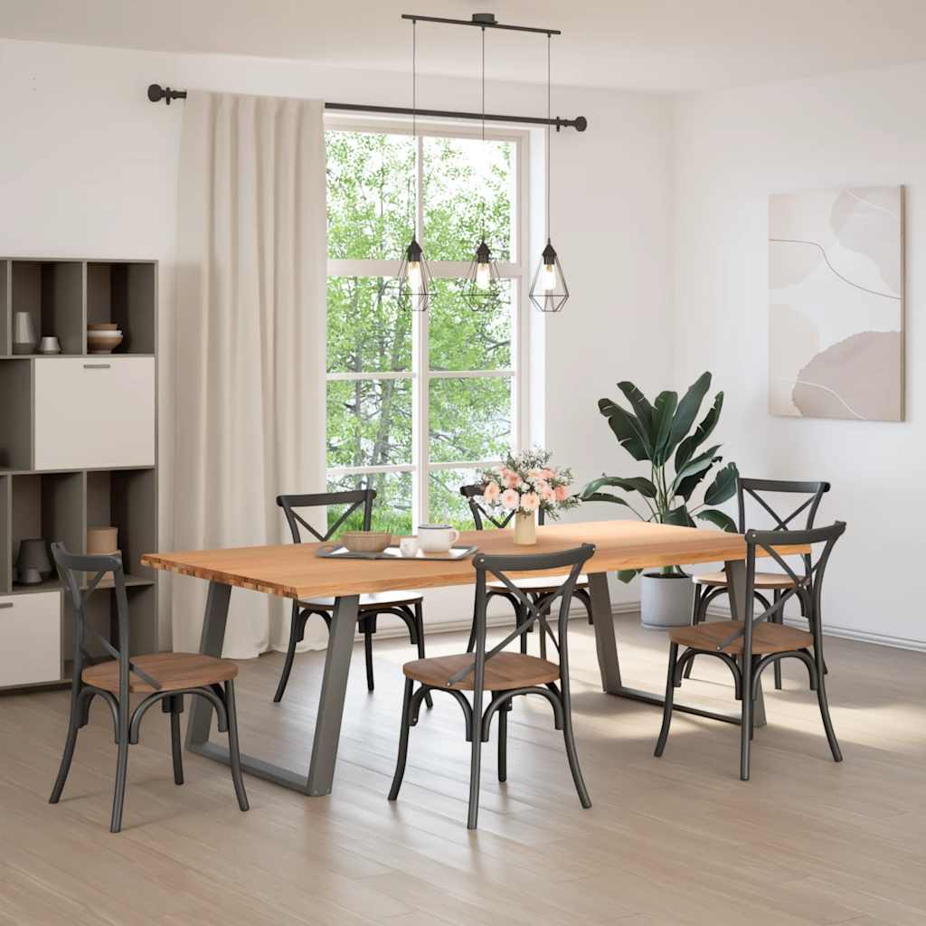 Eettafel met natuurlijke rand 240x120x74 cm massief eikenhout