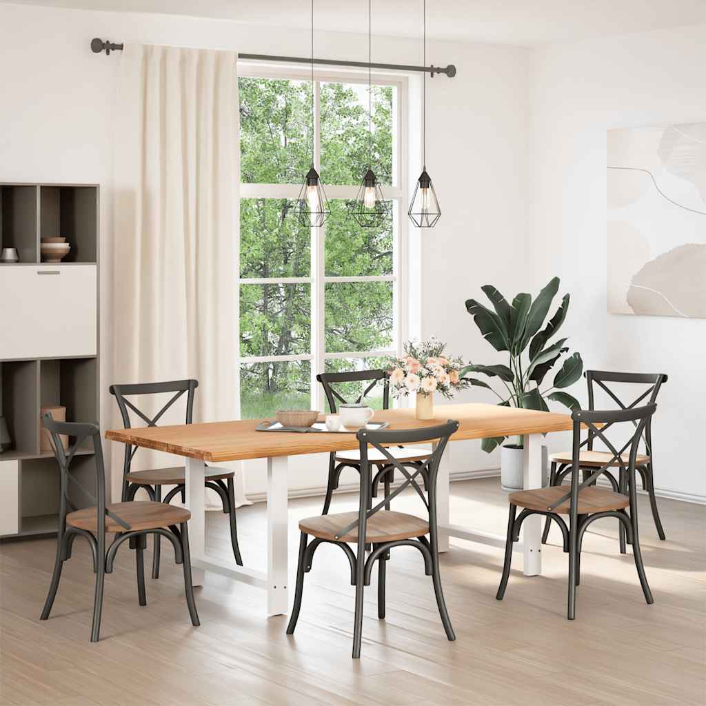 Eettafel met natuurlijke rand 220x100x74 cm massief eikenhout