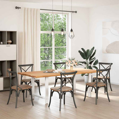 Eettafel met natuurlijke rand 220x100x74 cm massief eikenhout