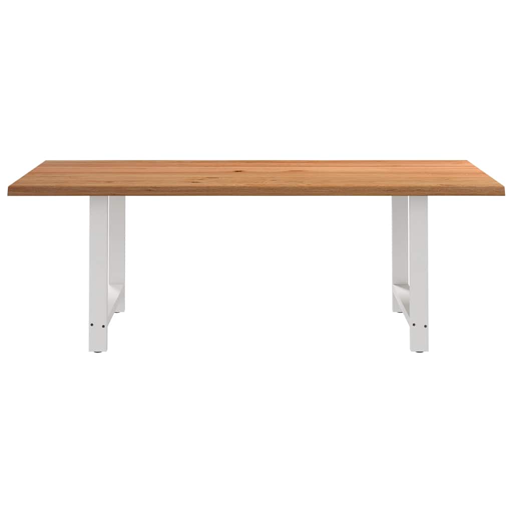 Eettafel met natuurlijke rand 220x100x74 cm massief eikenhout