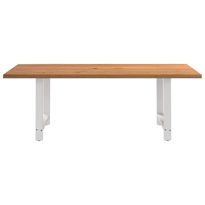 Eettafel met natuurlijke rand 220x100x74 cm massief eikenhout