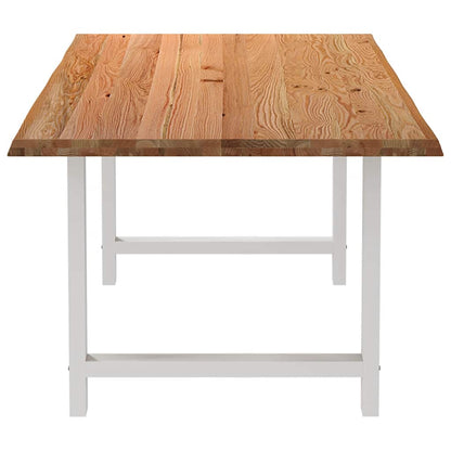 Eettafel met natuurlijke rand 220x100x74 cm massief eikenhout